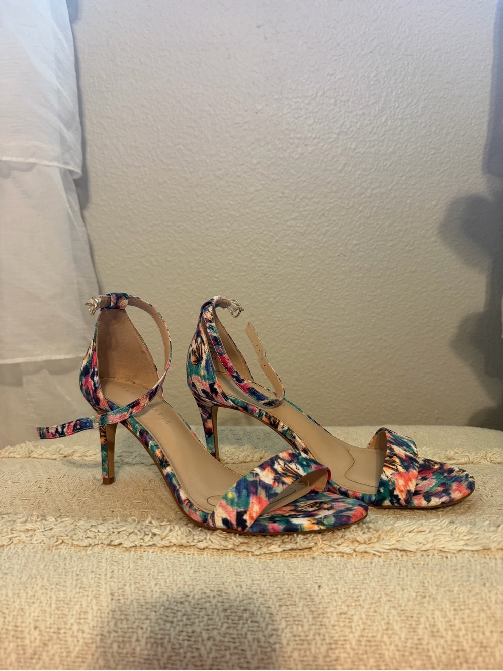 Kelly & Katie Multicolor Floral Ankle-Strap Heels